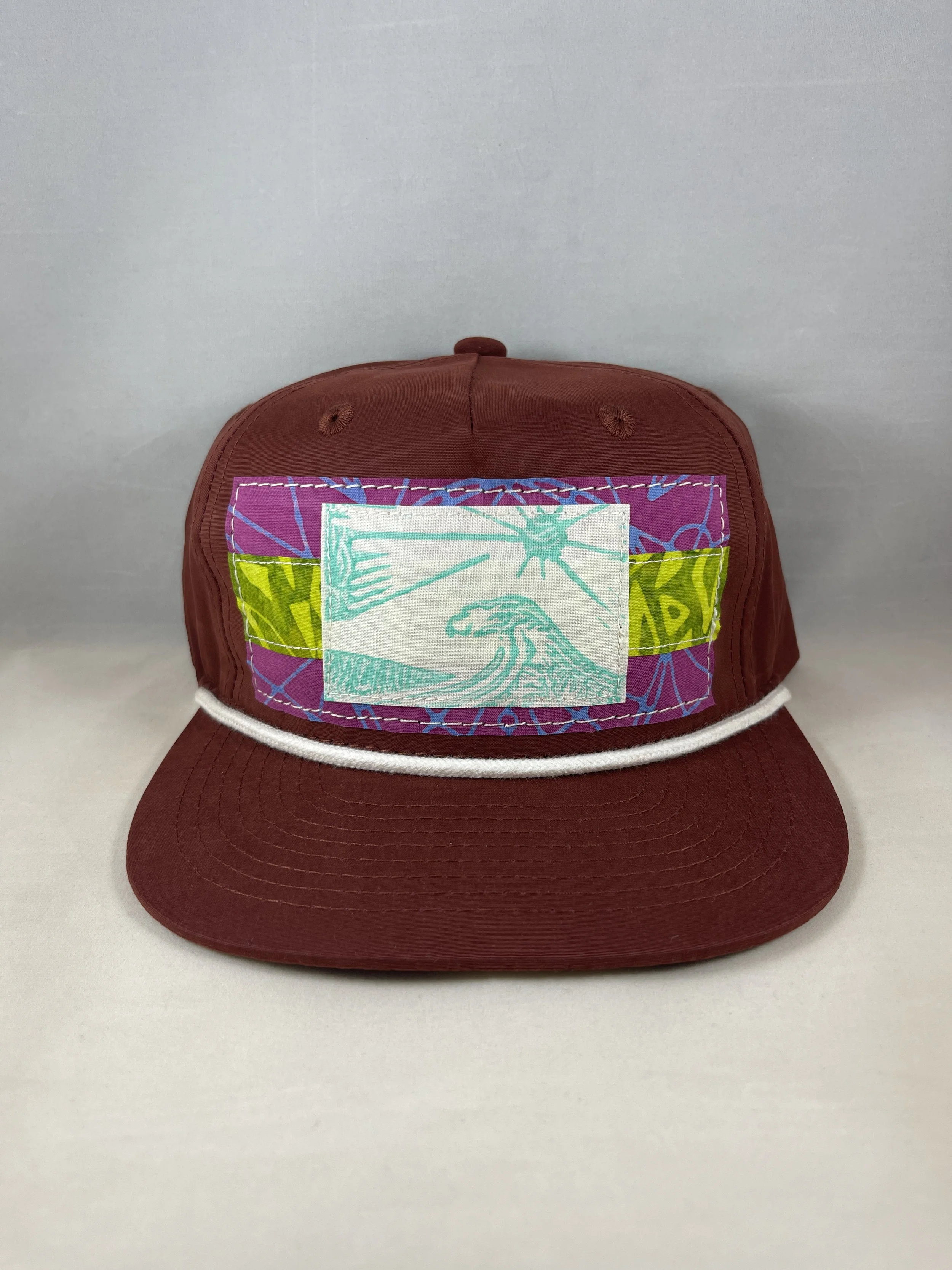 Maroon Richardson Fullback Hat - Glow in the Dark Lino Stamped Wave Series