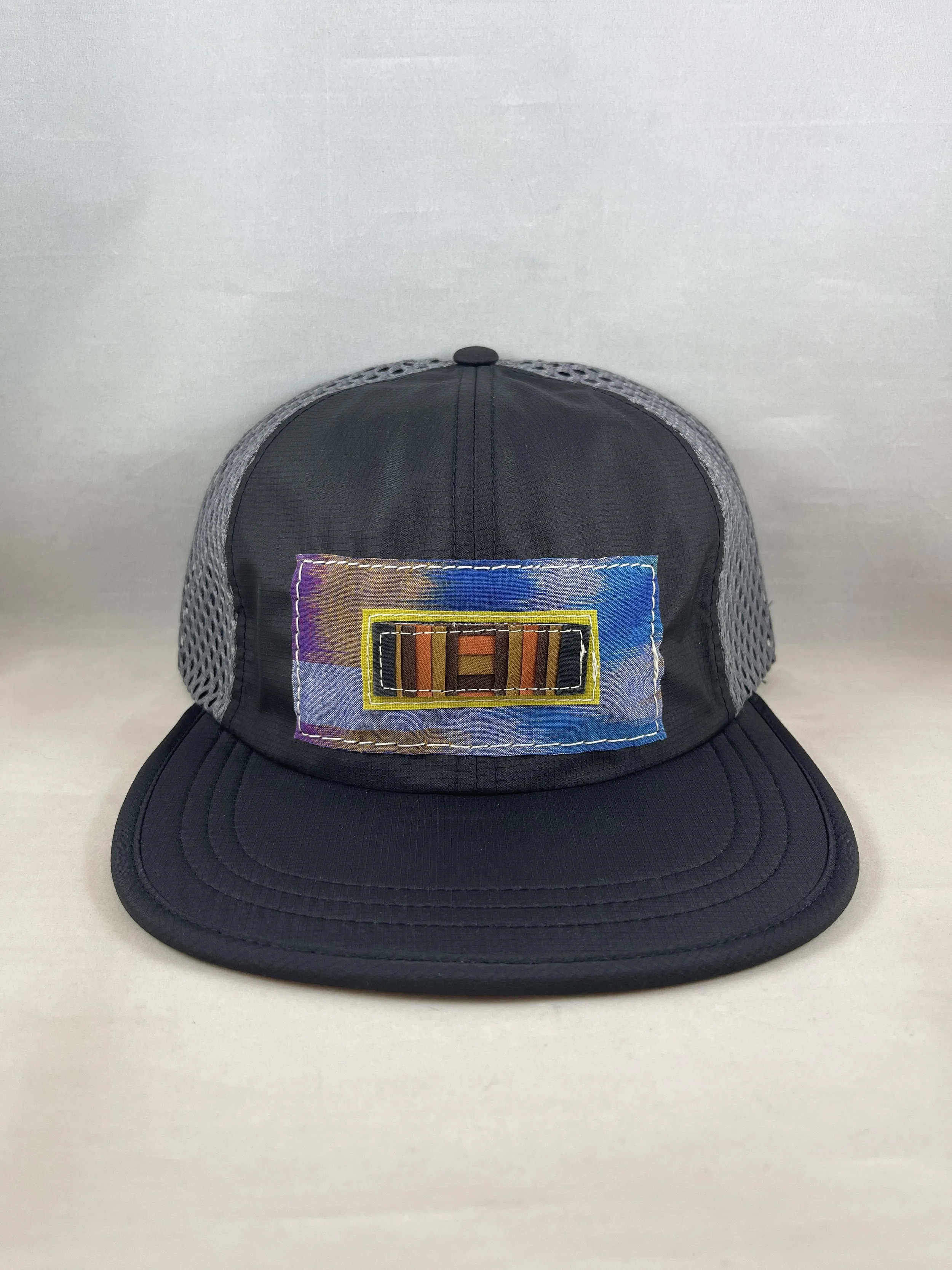 Black and Gray Outdoor Sport Hat - Indonesian & Thai Textile Collection