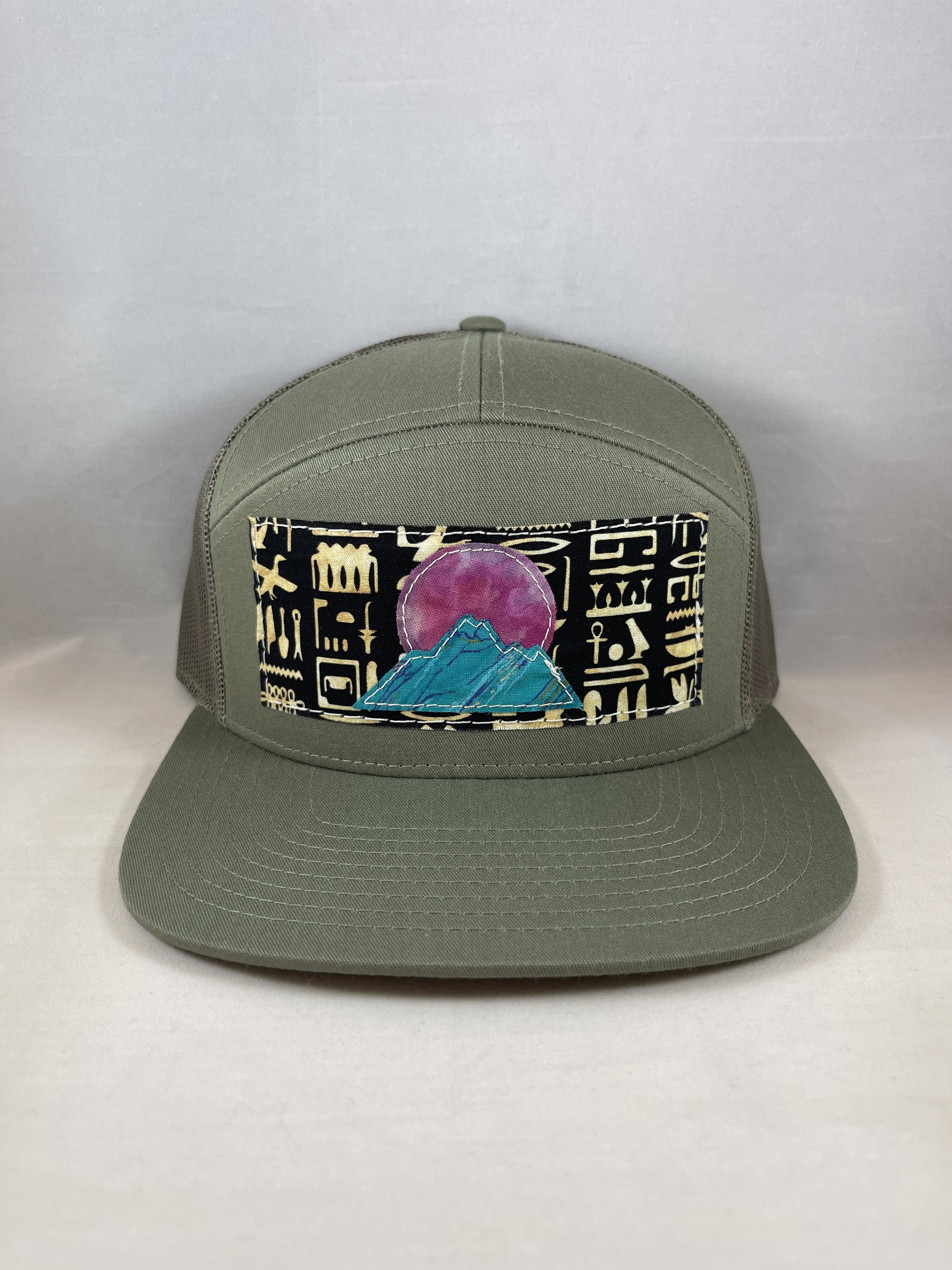 Sage Green 7 Panel Hat - Mountain Series