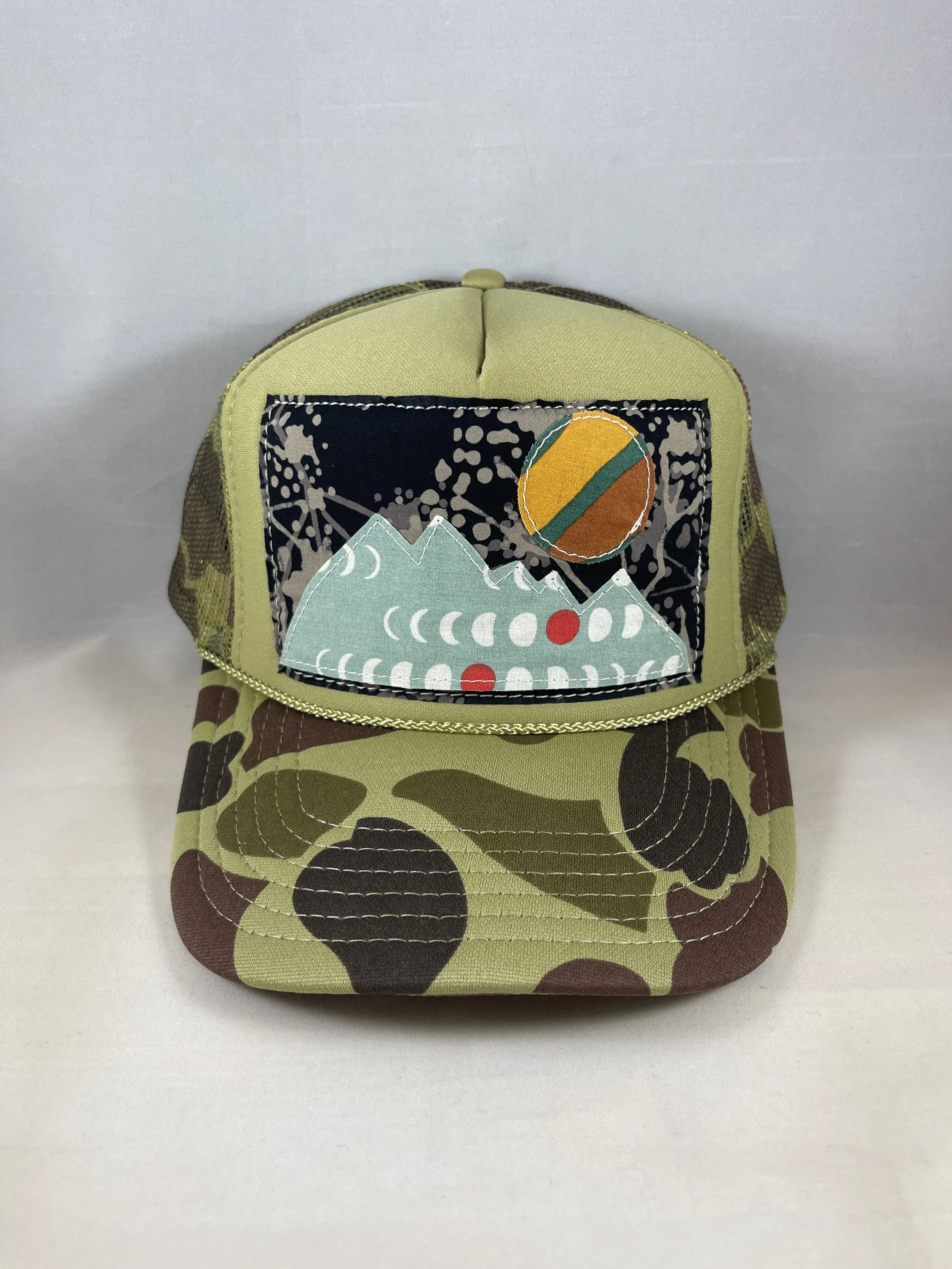 Light Olive Green Camo Trucker Hat - Mountain Series