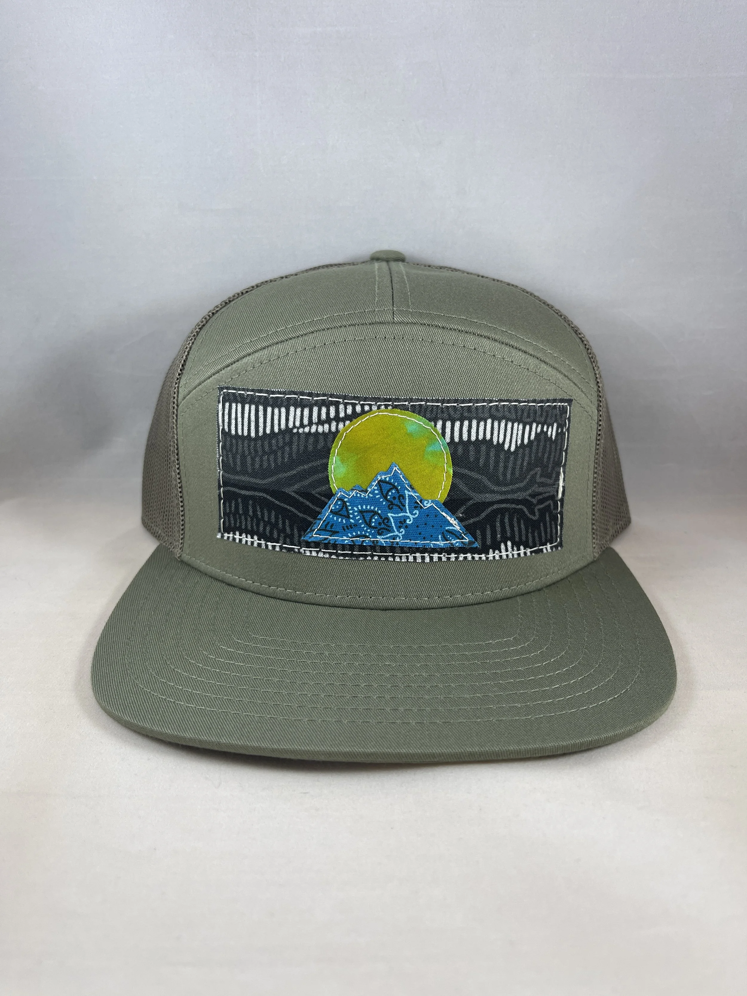 Sage Green 7 Panel Hat - Mountain Series