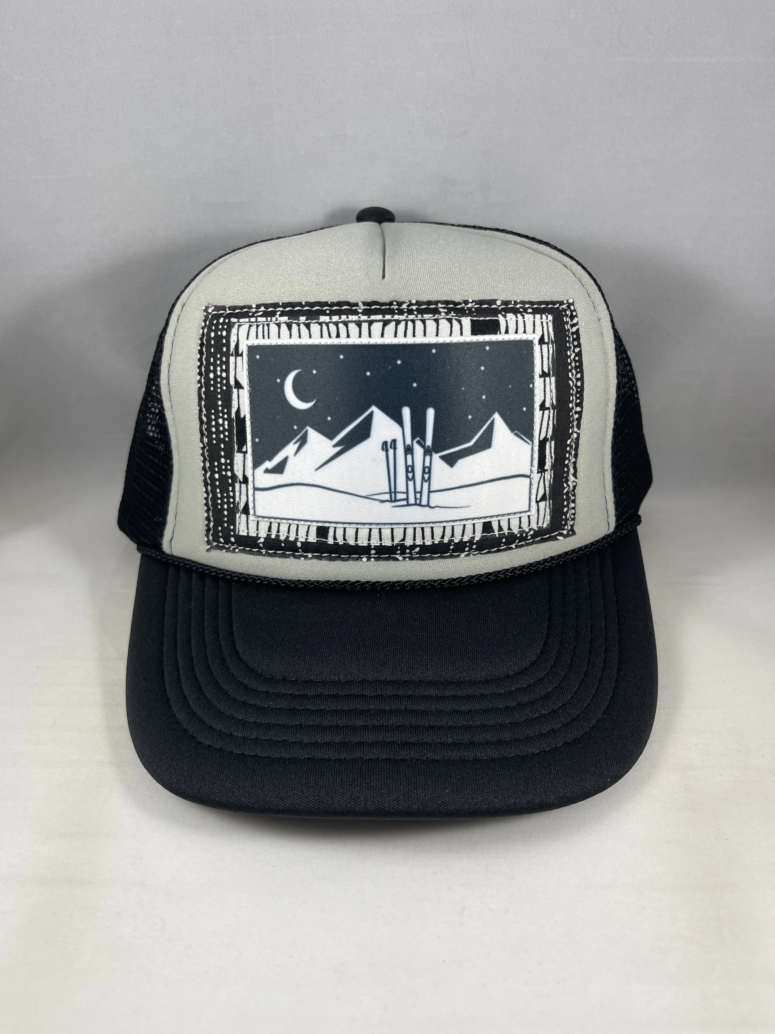 Black and Gray Trucker Hat - Monochromatic Winter Ski Series