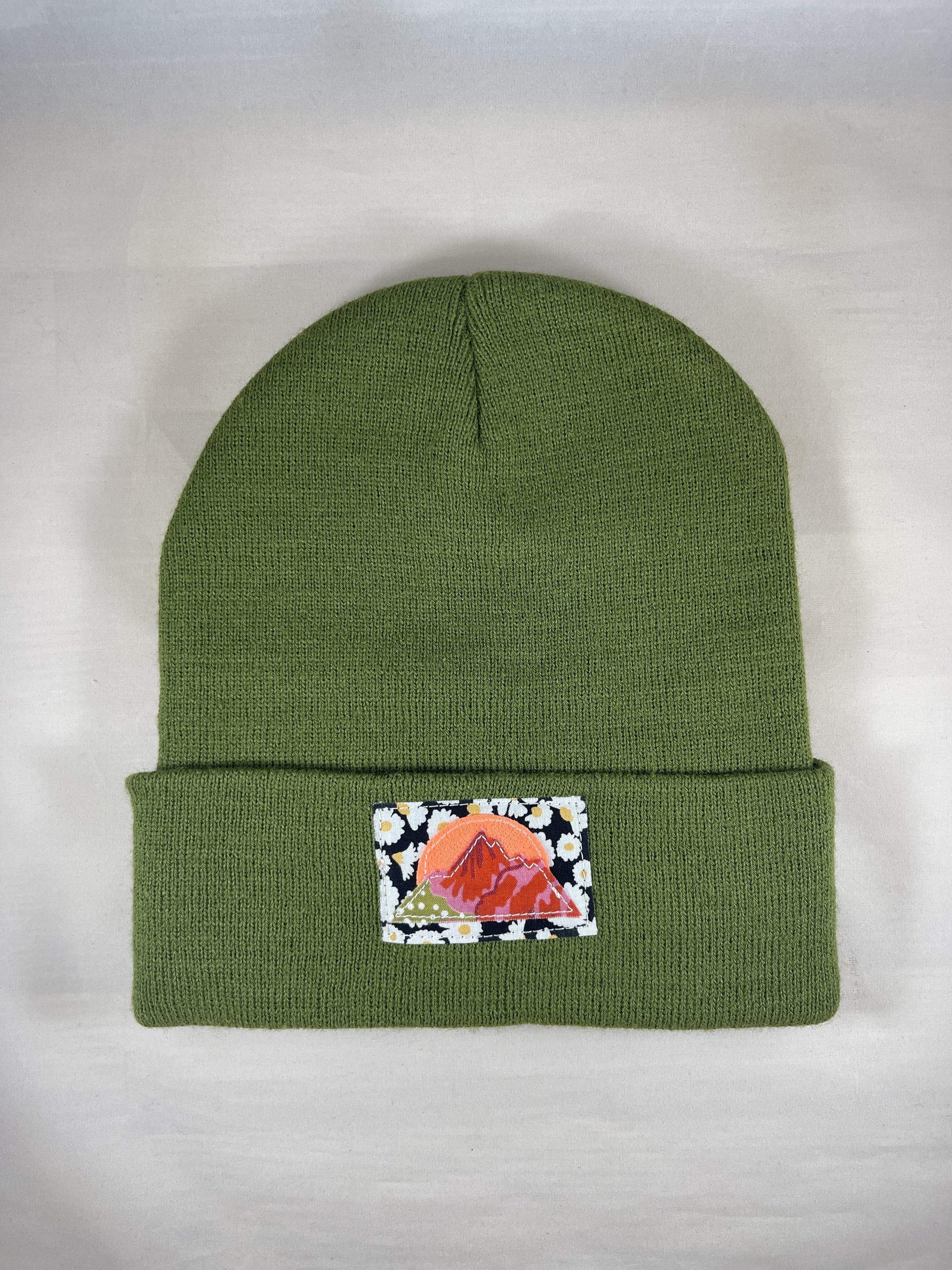 Olive Green Rolled Beanie - Mountain Series