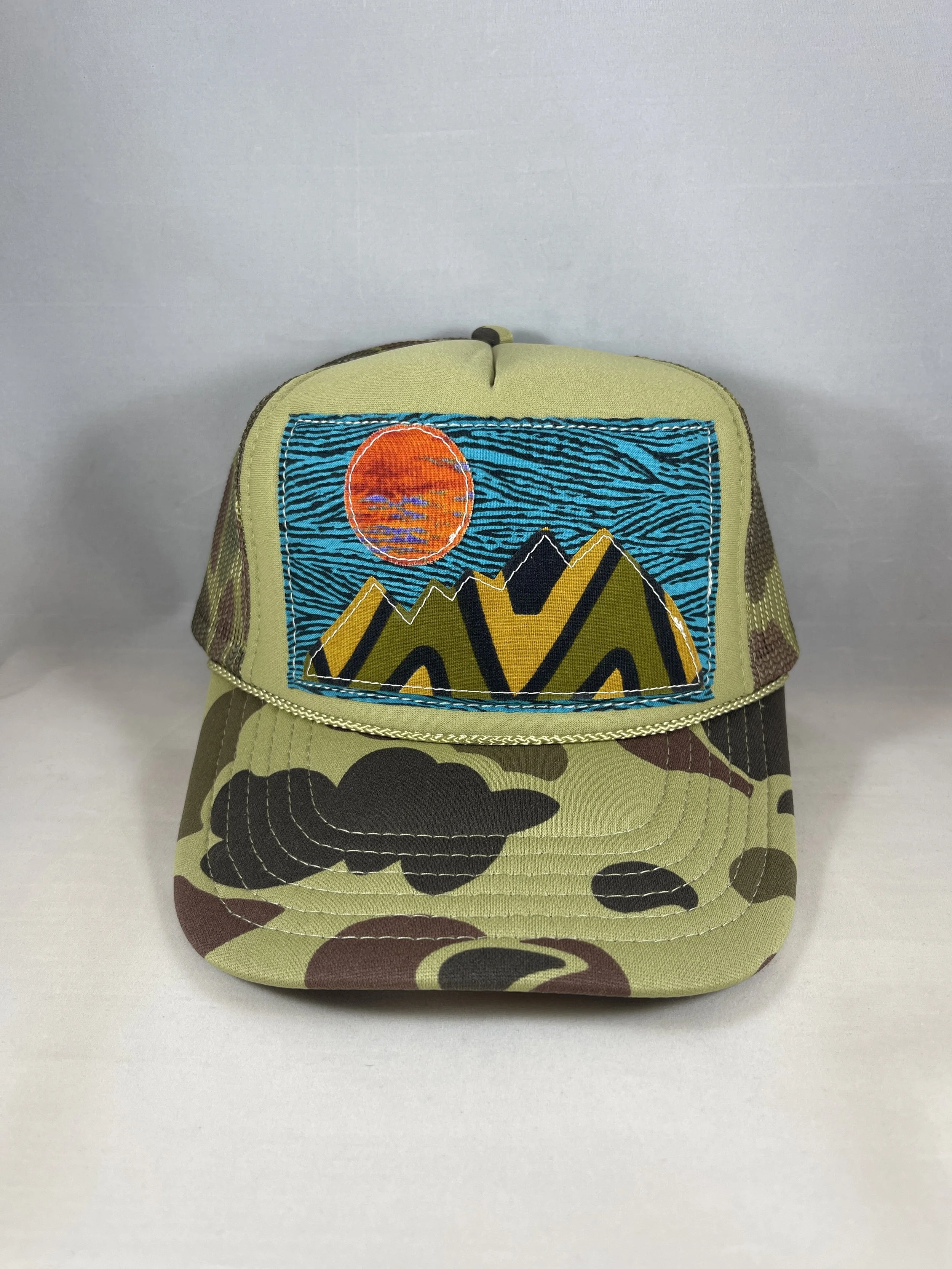 Light Olive Green Trucker Hat - Mountain Series
