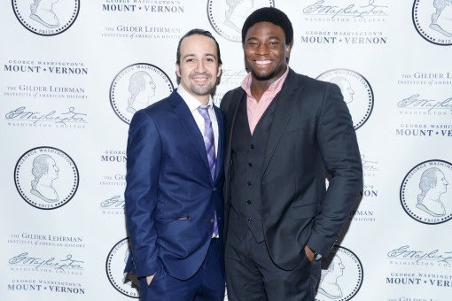 Lin-Manuel Miranda, Okieriete Onaodowan, who plays Hercules Mulligan.