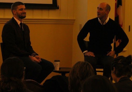 Professor Goodheart and Dr. Nugent answer questions from the audience.