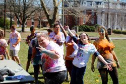 Holi participants pose for the camera