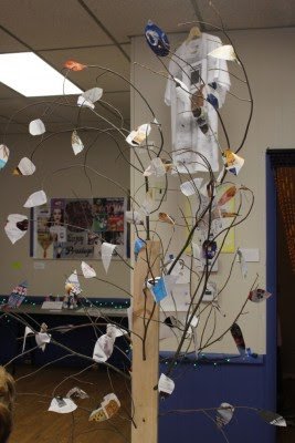Trees like this decorated the storefront where the exhibit was set up.