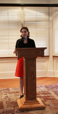Dr. Courtney Rydel reads a stanza from Chaucer in Middle English