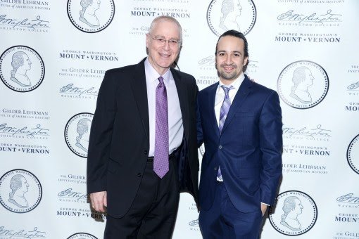 2005 Washington Prize Winner Ron Chernow with Lin-Manuel Miranda.