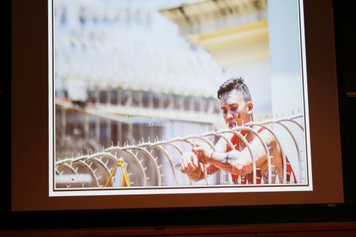 A heavily tattooed devotee in deep prayer at the Quiapo Basilica. It is precisely the tough guys and working-class men of Manila who form the core of devotees of the Black Christ.