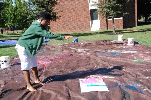 Connor Lugo-Harris works on his masterpiece.