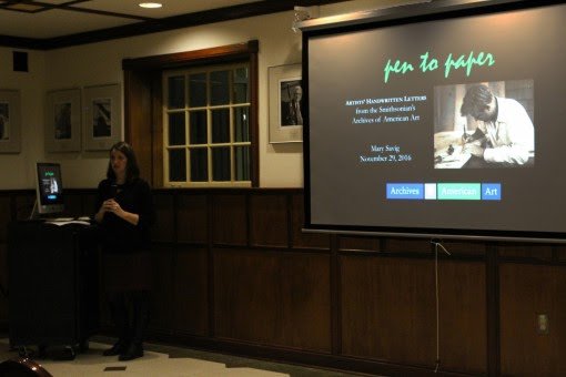 Mary Savig answered questions after the lecture.