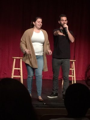 Luke Stapleton gets help from a student in the audience.