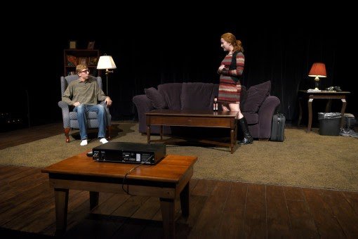 The living room set was static throughout the production; the play focused on changes in mood rather than scenery.