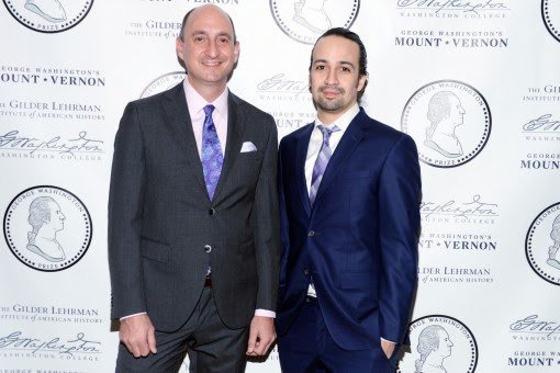 Director of the C.V. Starr Center for the Study of the American Experience Adam Goodheart and Lin-Manuel Miranda.