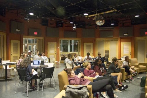 Students came out to joys some music and entertain meant while hanging out with friends and doing their homework.