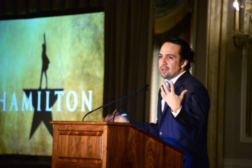 Lin-Manuel Miranda offers remarks after receiving the George Washington Prize.