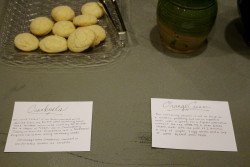 The foods & drinks are labelled with descriptions of their relevance in the Revolutionary War era.