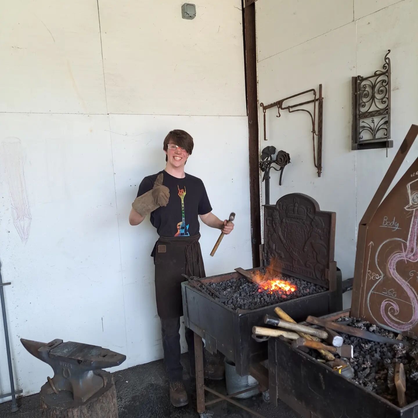 Had this chap through the forge on work experience  last week. When we first met a few months ago, I asked him to design something that he would like to make that reflected his personality. Nice job, Sam.