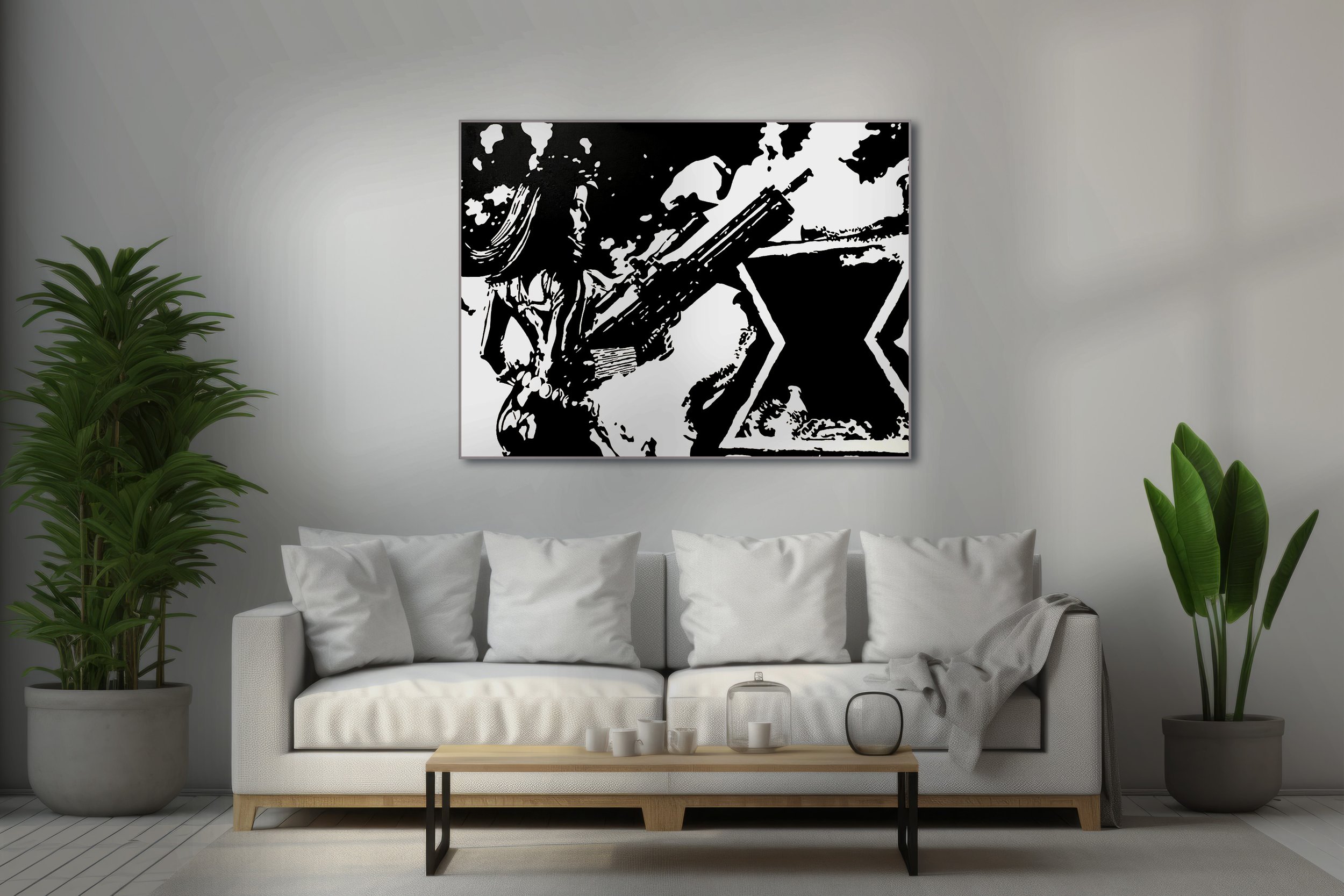 Black Widow - Black and White Acrylic Painting