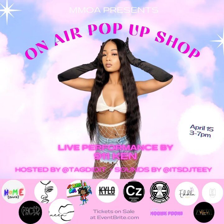 ON-AIR POP UP SHOP SPECIAL PERFORMANCES BY💕 

@call911ken 
@realgspyro 
@therennyred 
@iamtaylornixon 

+ special guests💕

POWERED BY: @miramiraonair 

WE ARE  SUPER EXCITED TO BRING YOU THE BIGGEST POP UP IN ATL 🍑 

April 15th in ATL
3-7PM
FOOD T