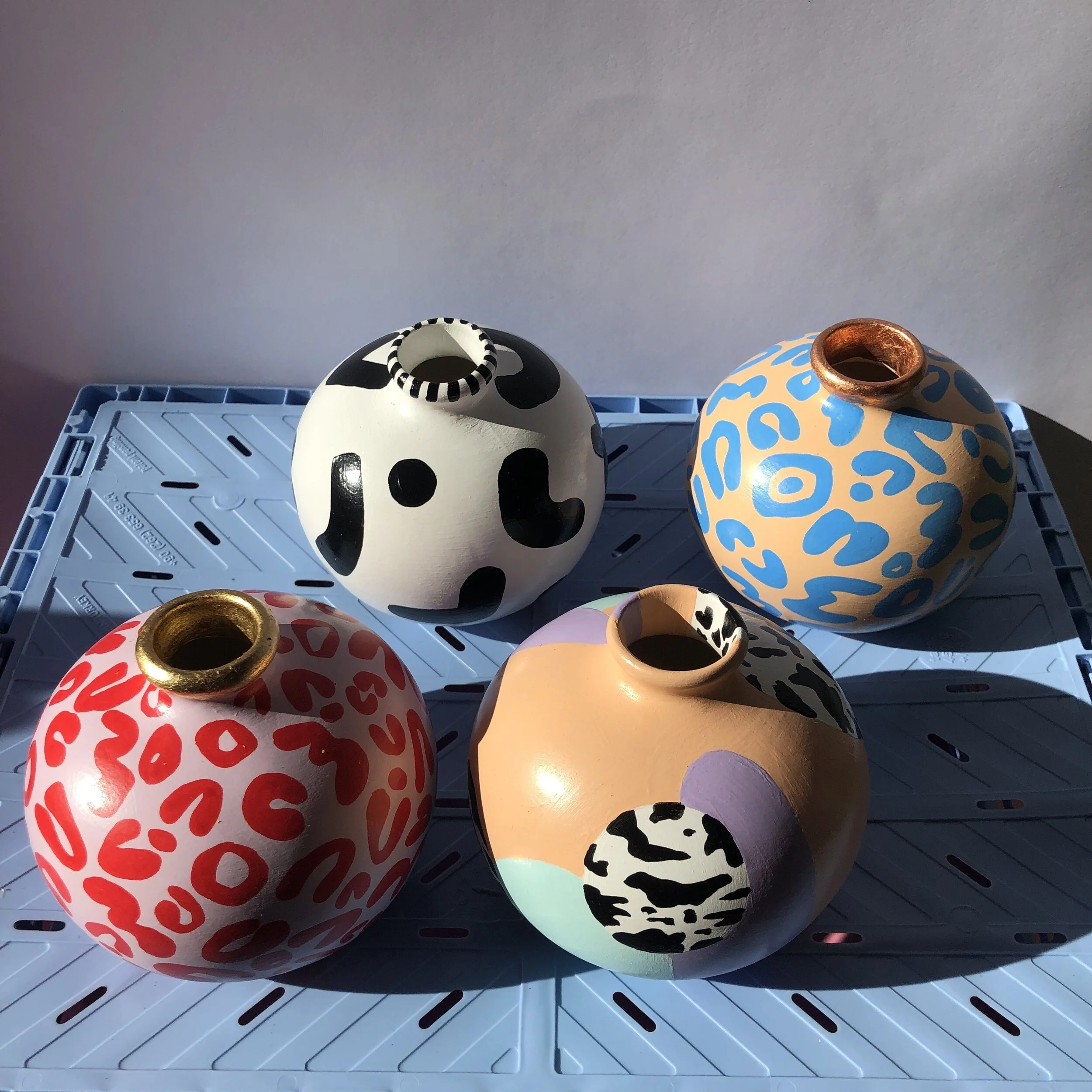 colourful round vases