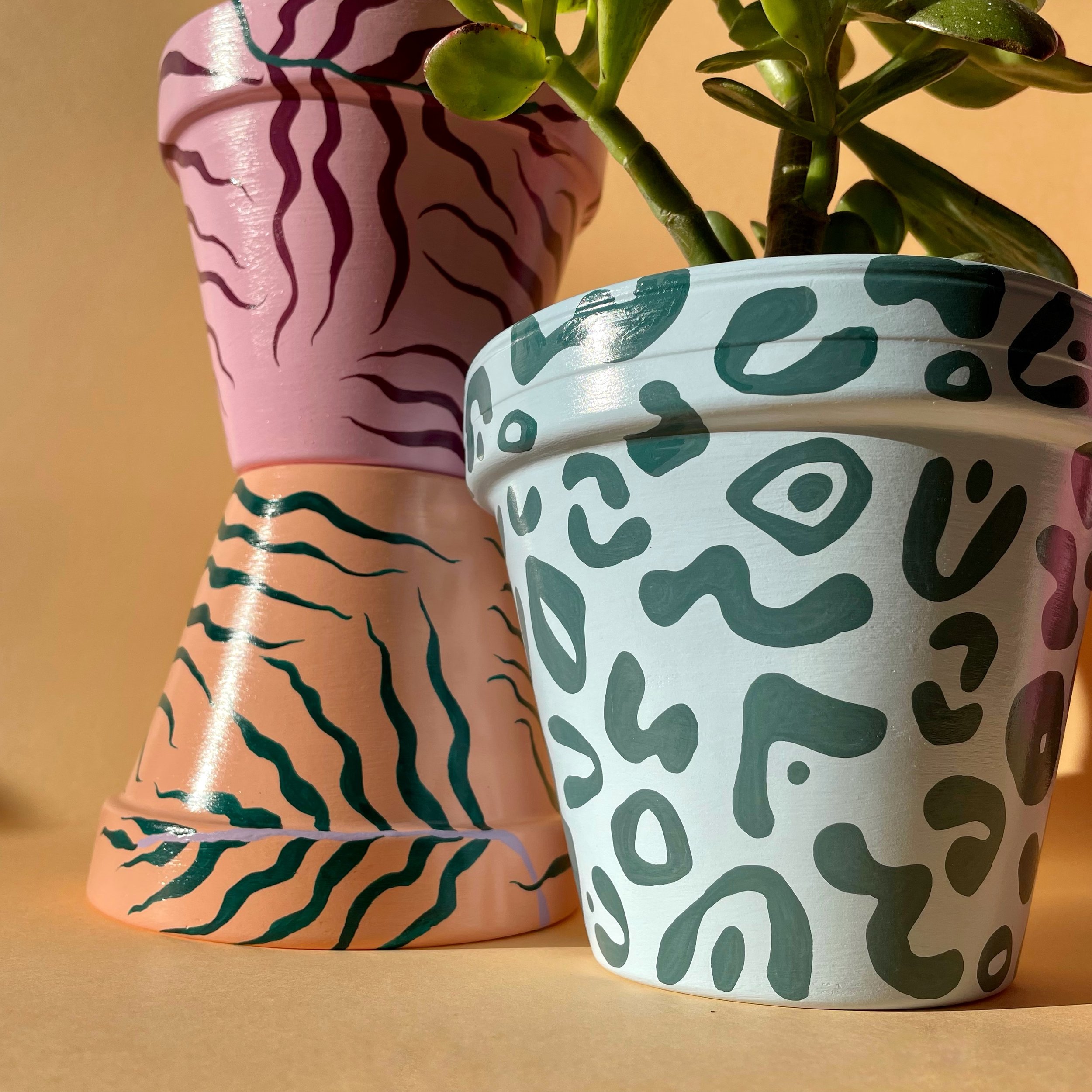 light blue leopard print plant pot