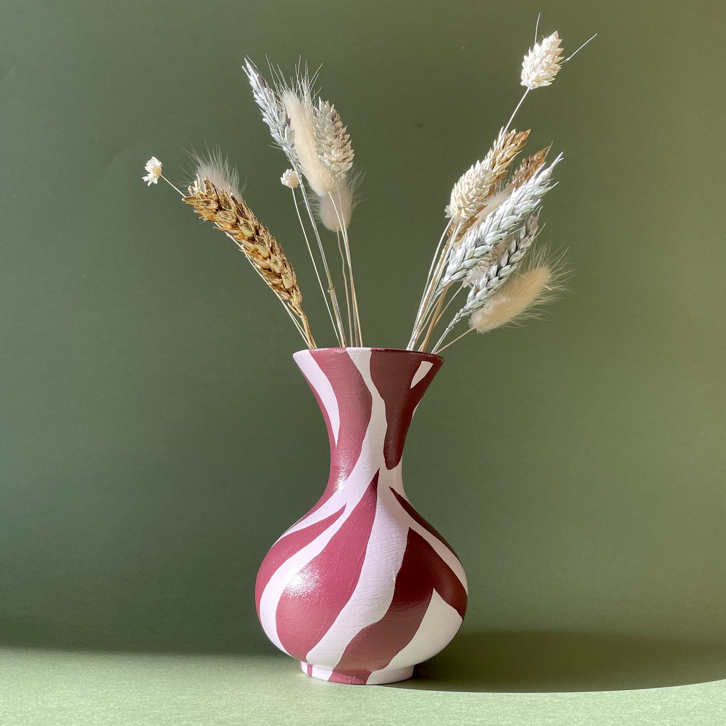 zebra print dried flower vase