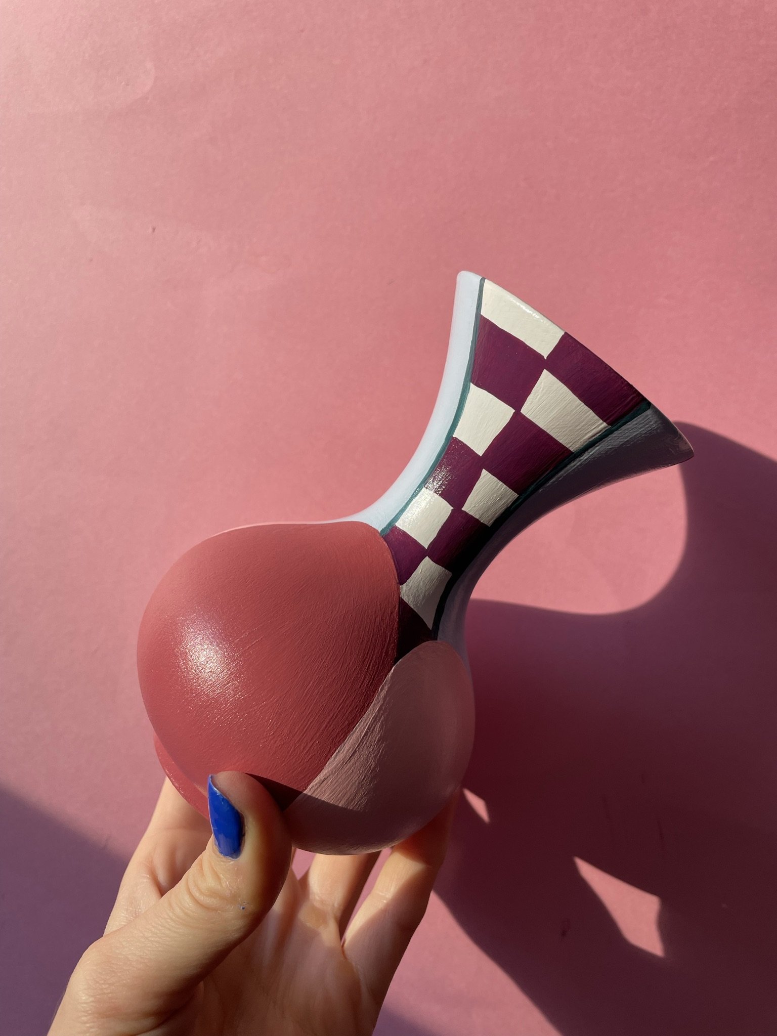 checkerboard ceramic vase