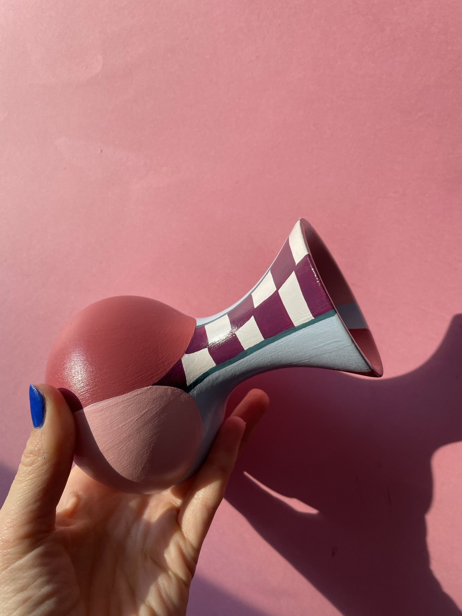 checkerboard flute vase