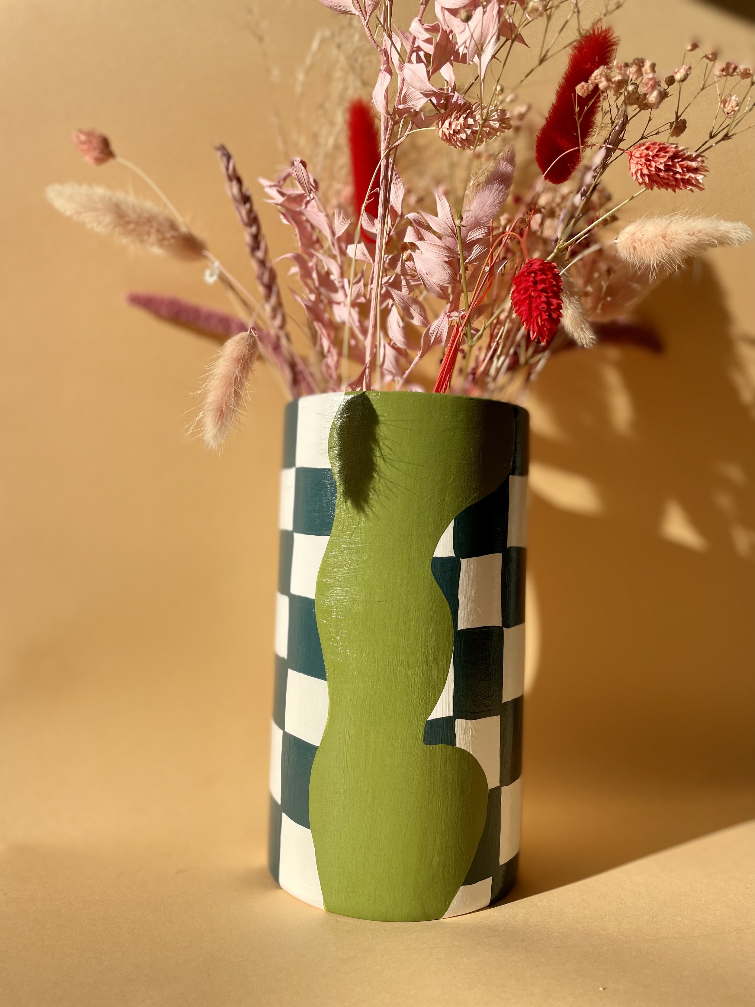 large ceramic vase in green