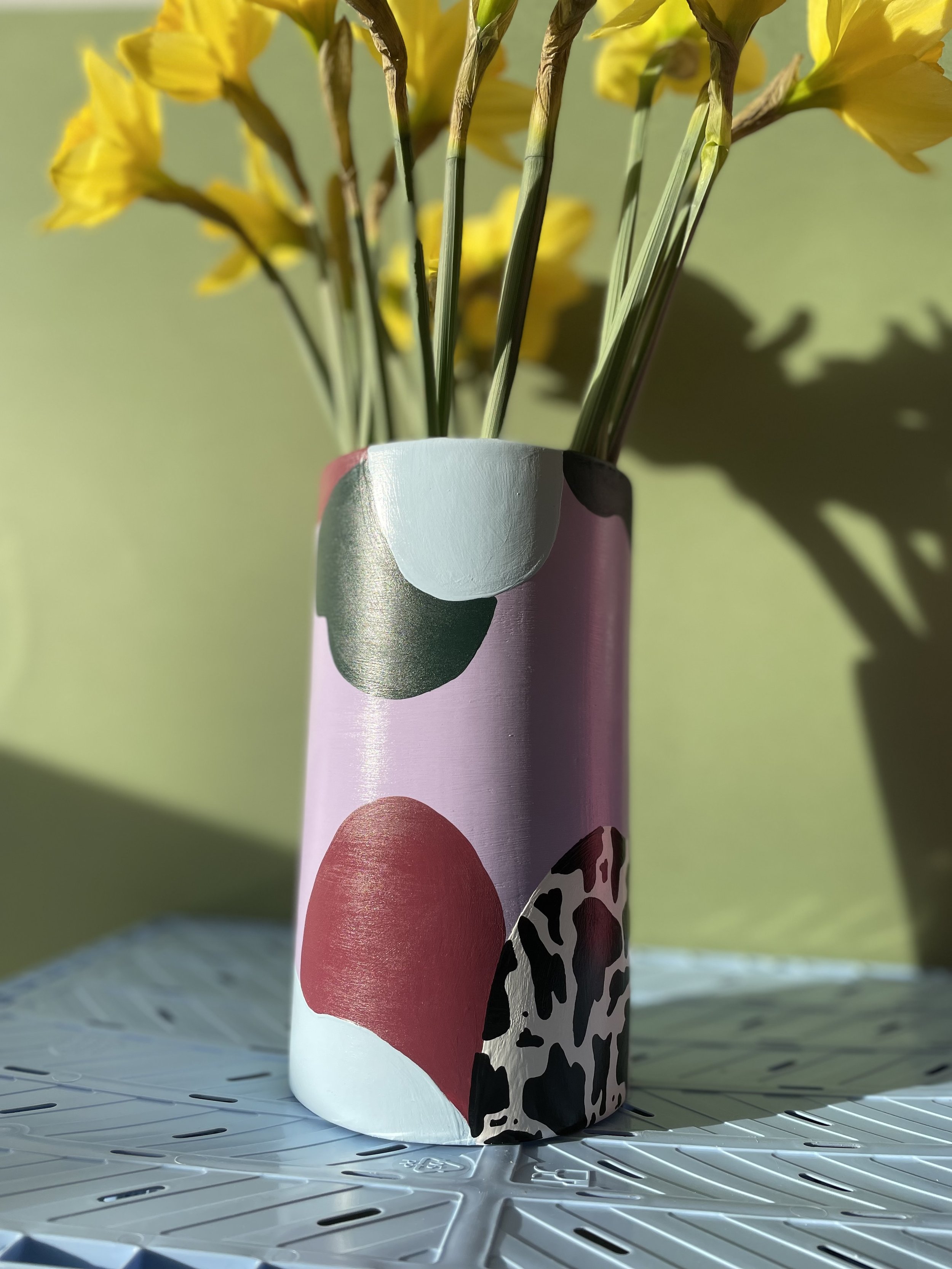 abstract colourful flower vase