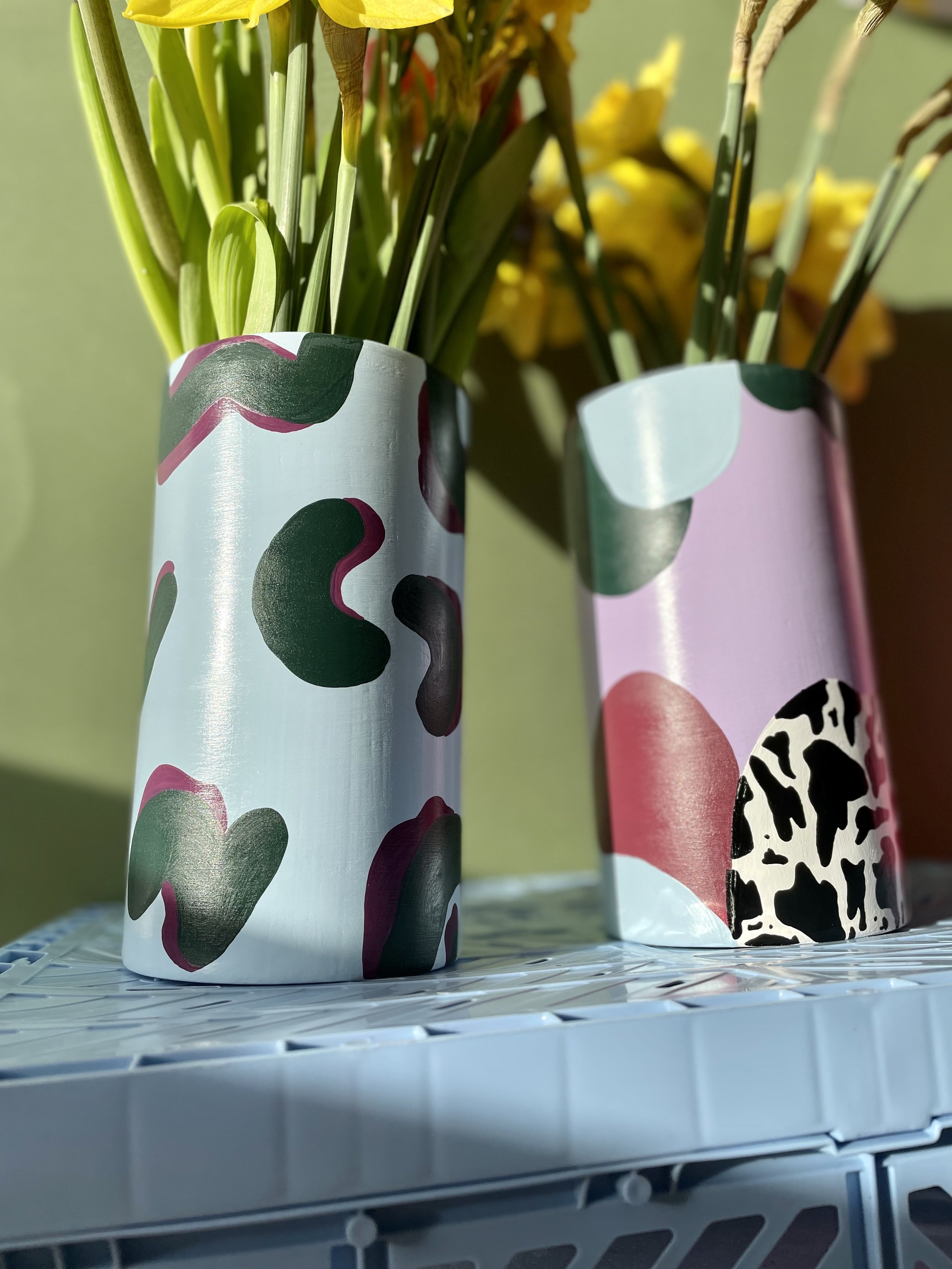 sky blue and lilac cylinder vases (Copy)