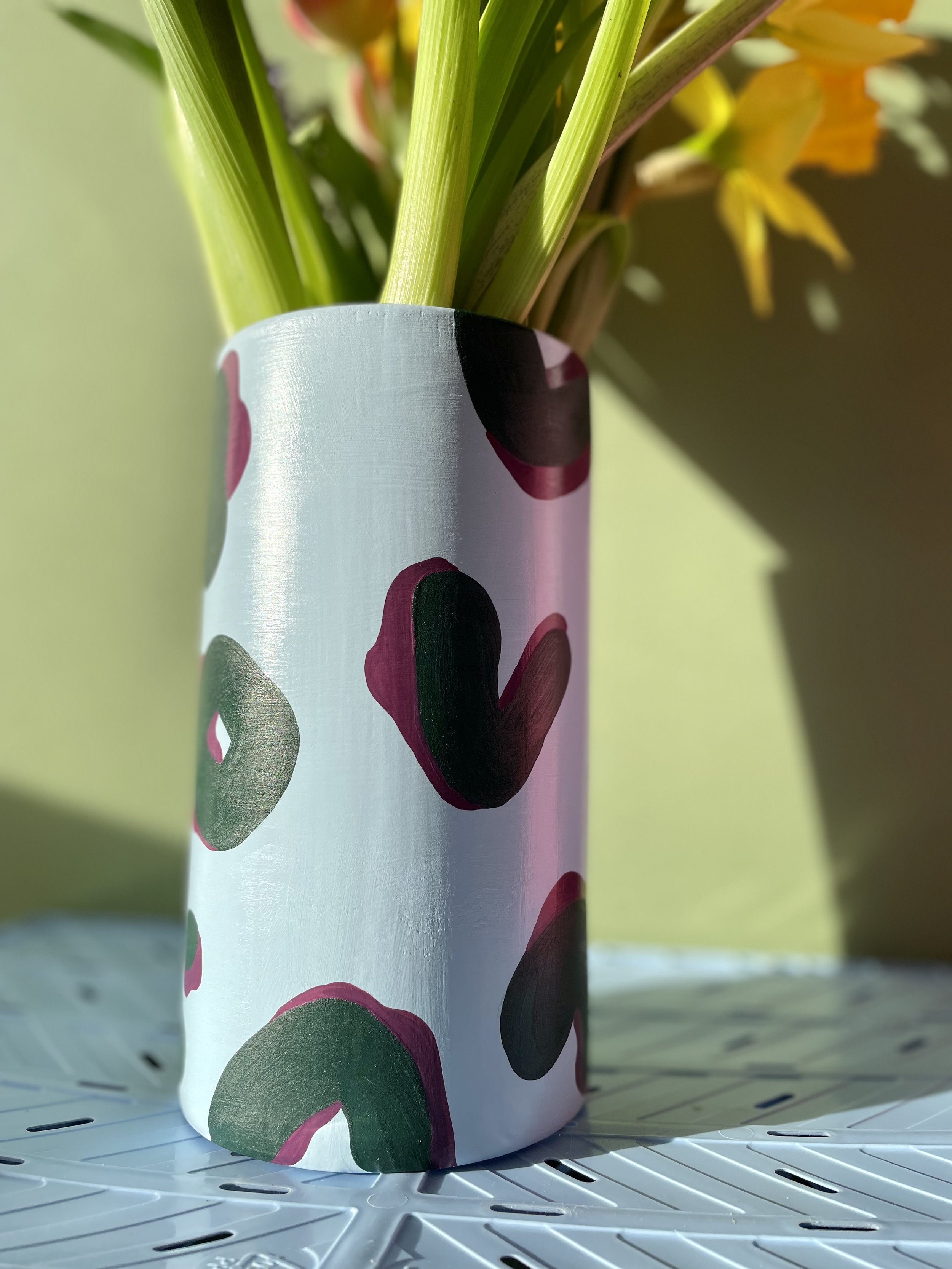 leopard print large cylinder vase