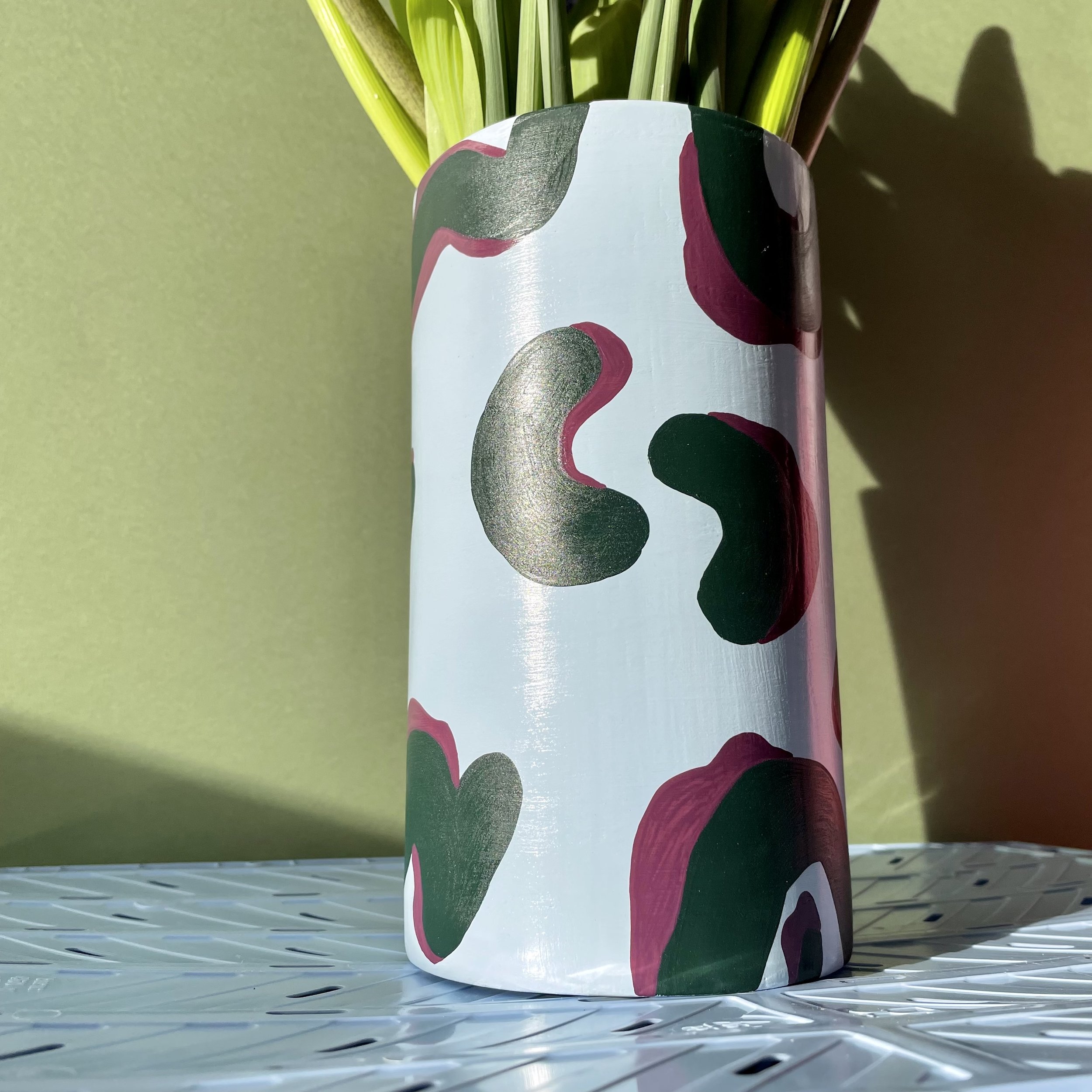 large ceramic vase in leopard print