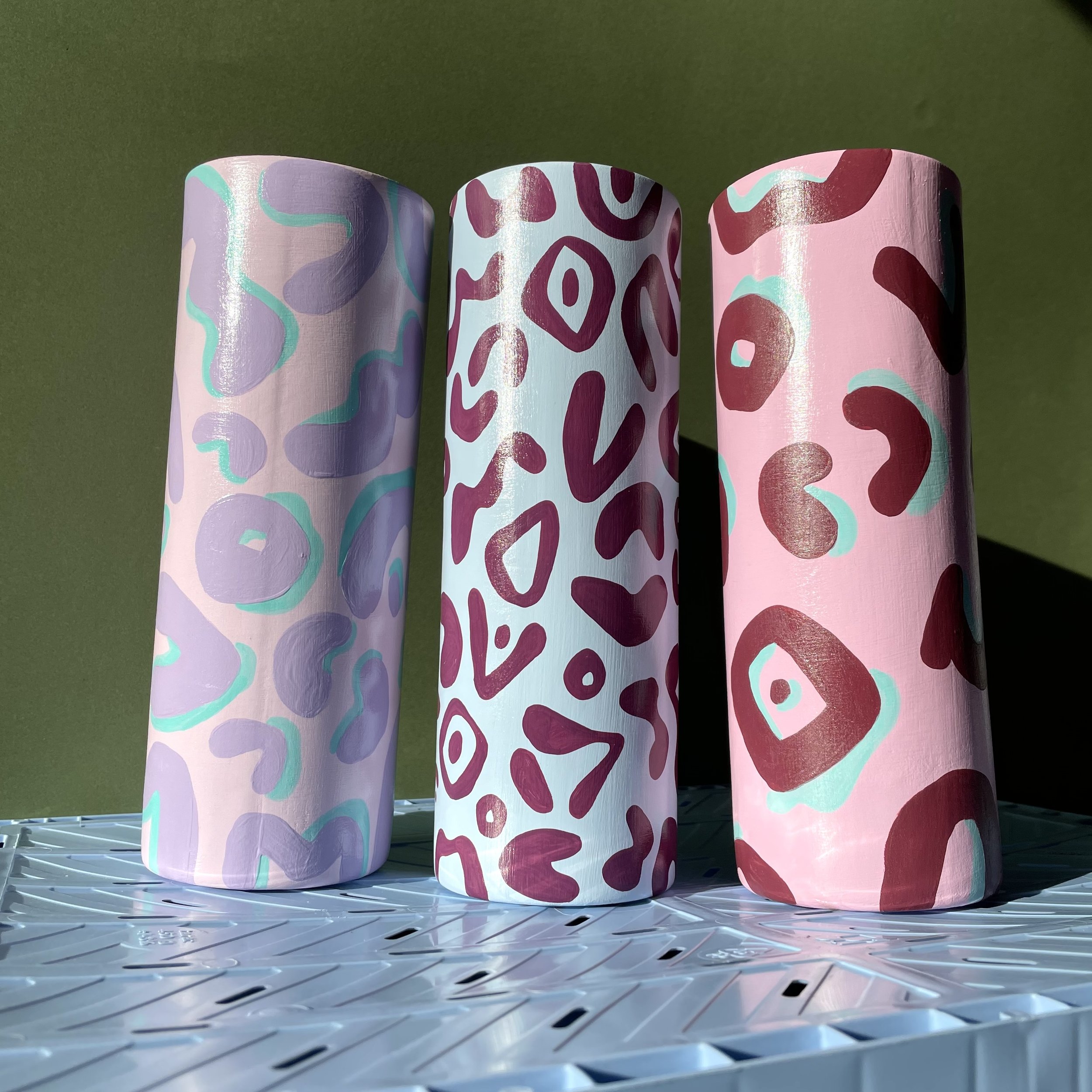 colourful leopard print vases