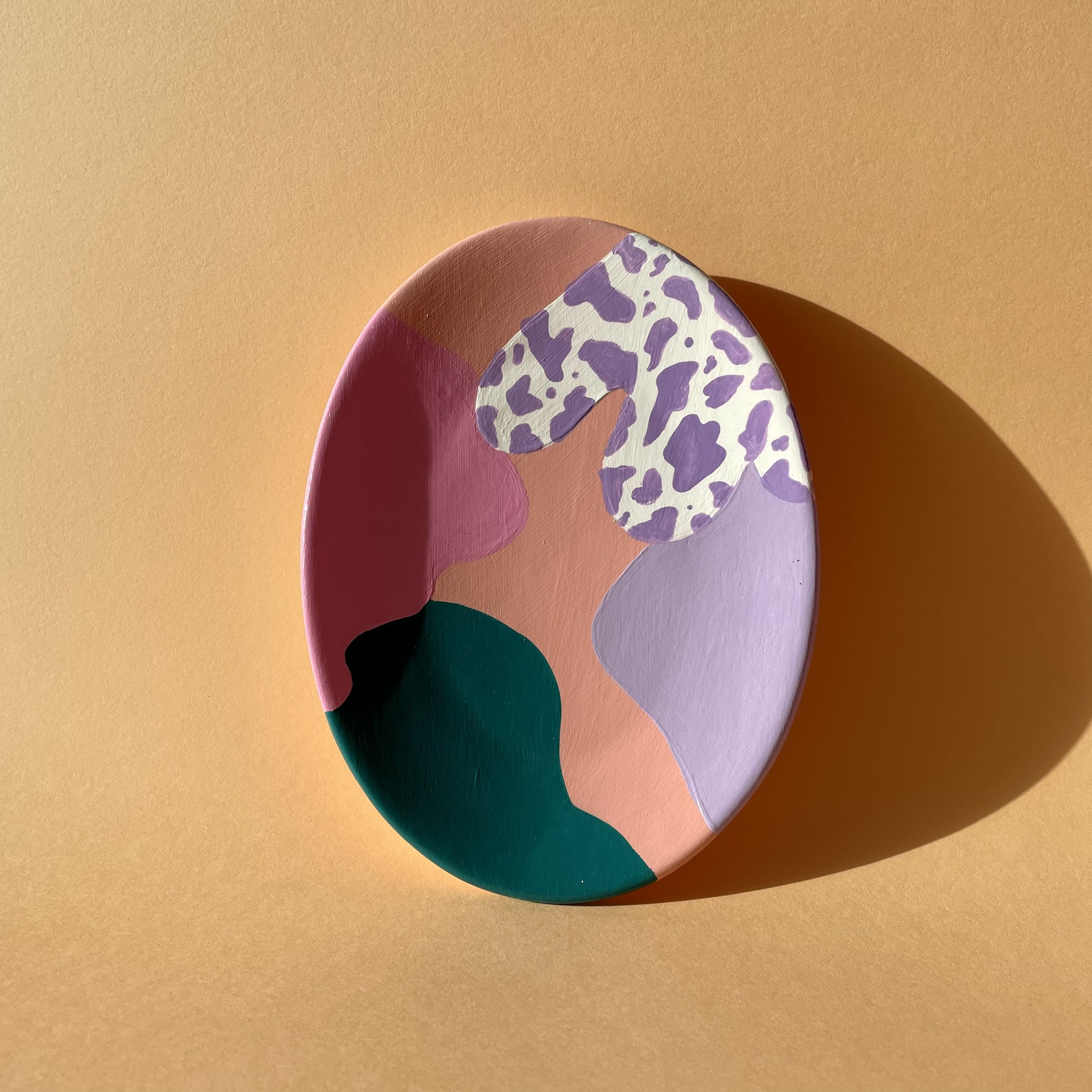 peach and lilac trinket dish