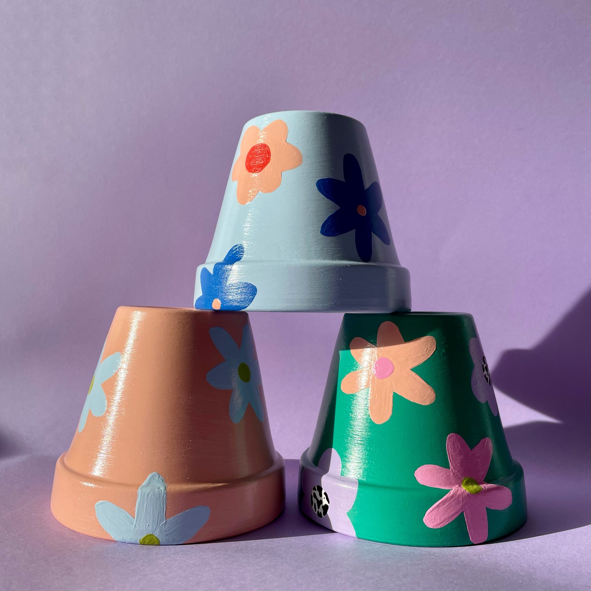 flower print plant pots