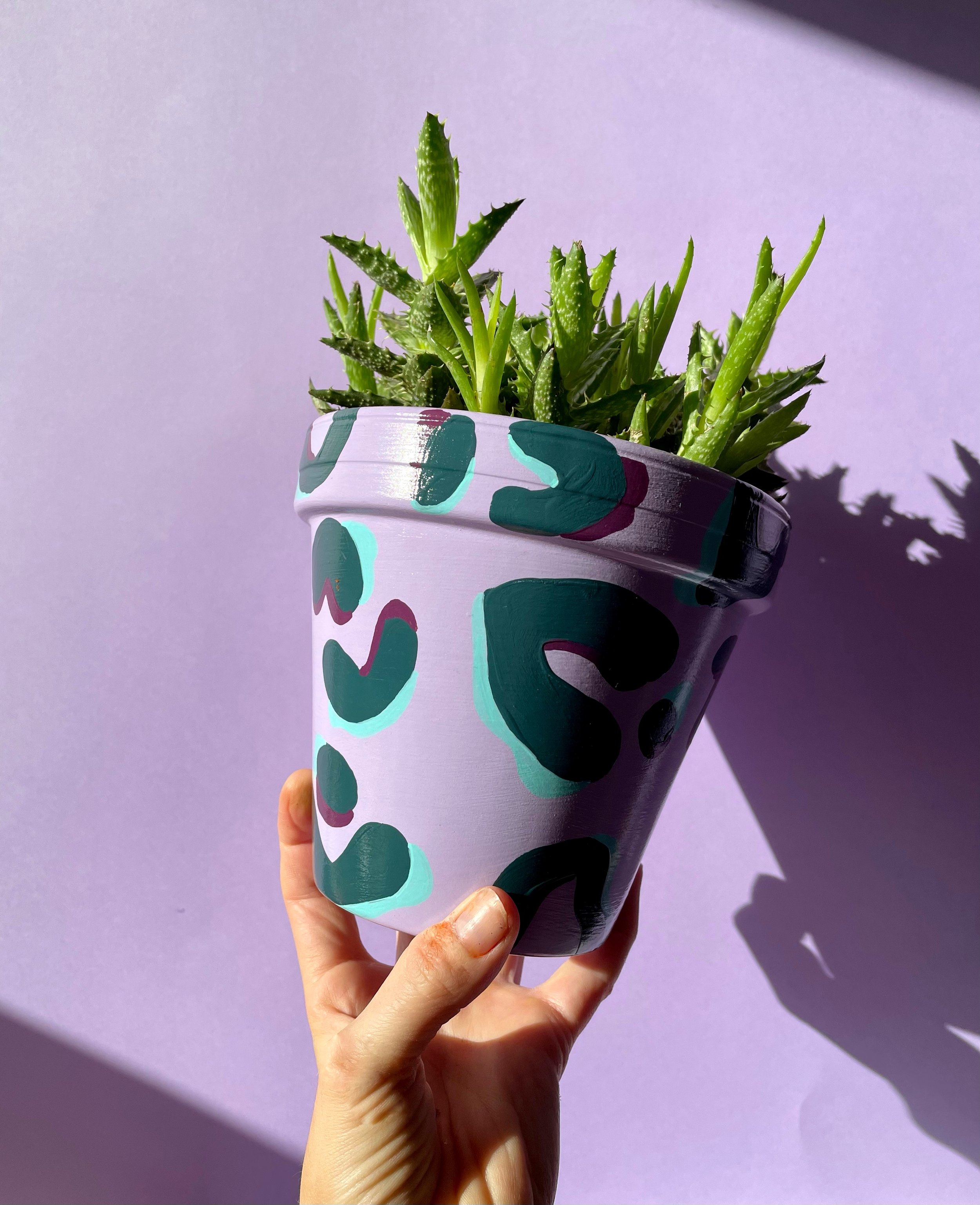 lilac leopard print plant pot
