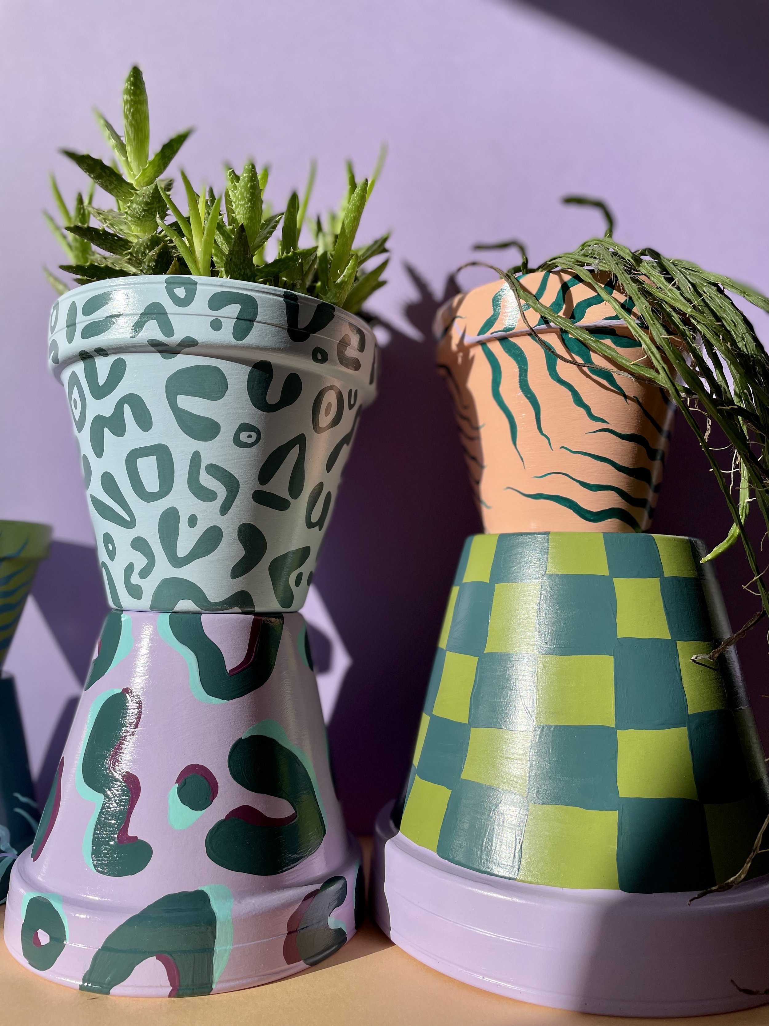 patterned plant pots