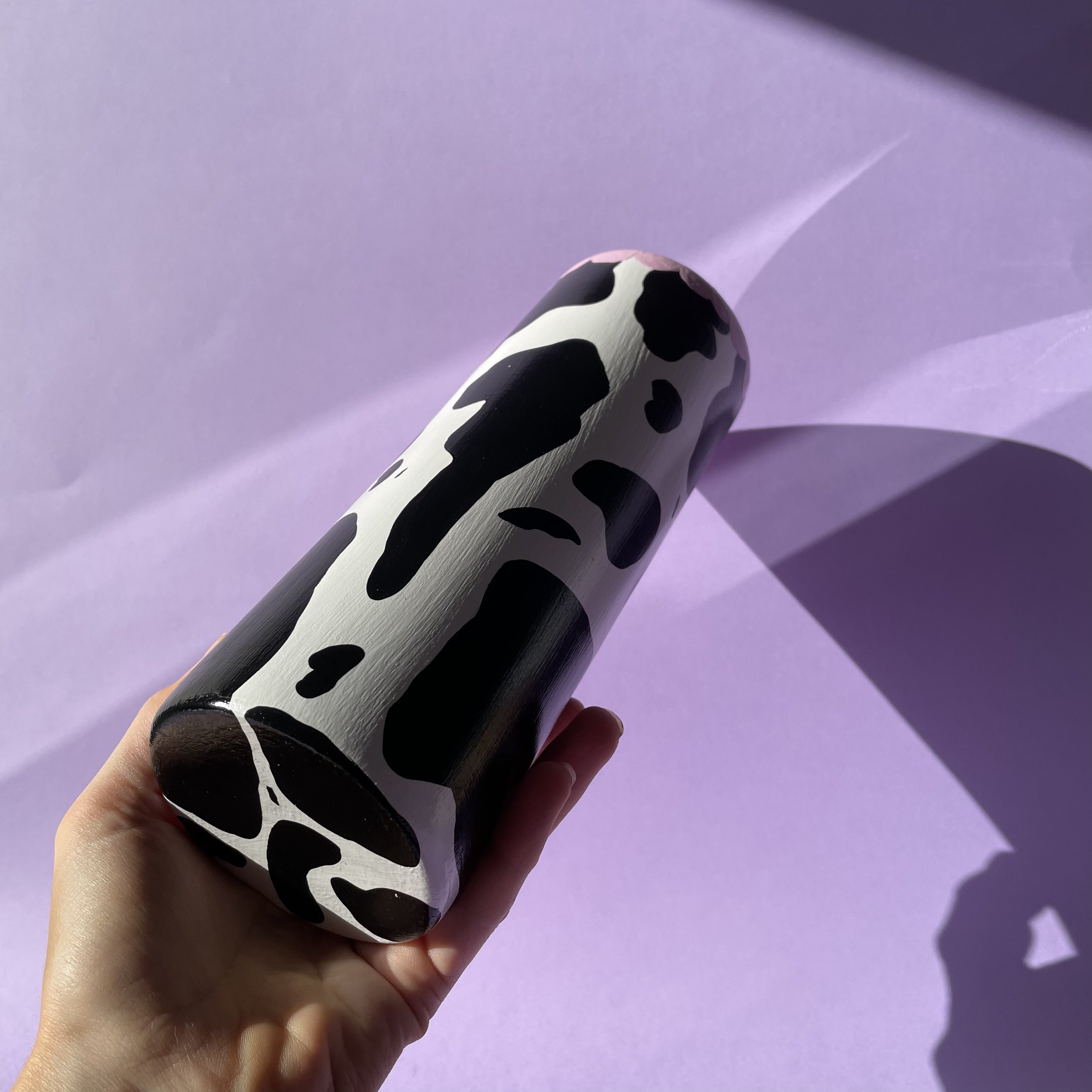 ceramic tall vase in cow print