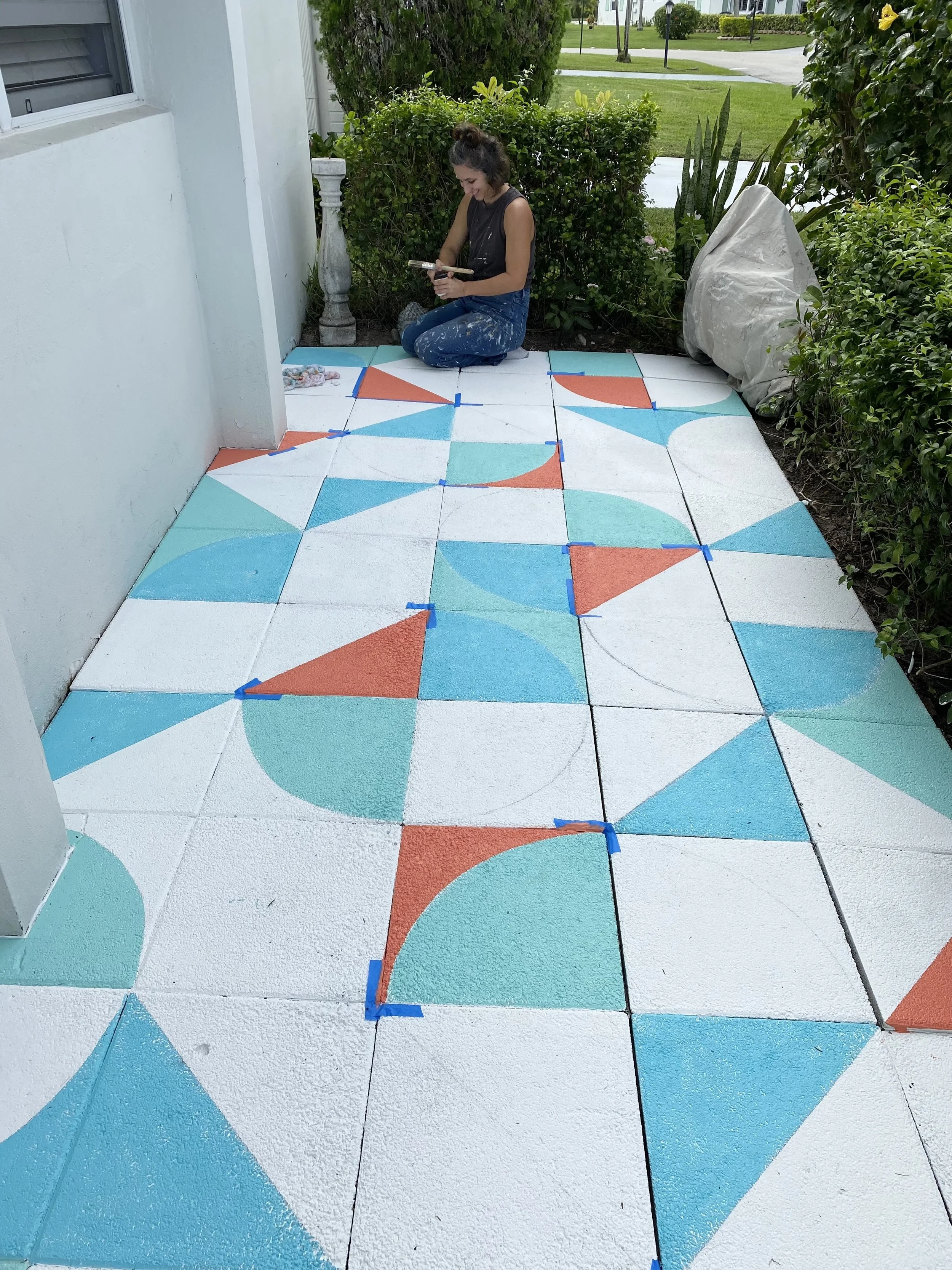 Dani Paint Co. Custom Floor Mural, Patio Flooring Decorative Painting, Delray Beach, South