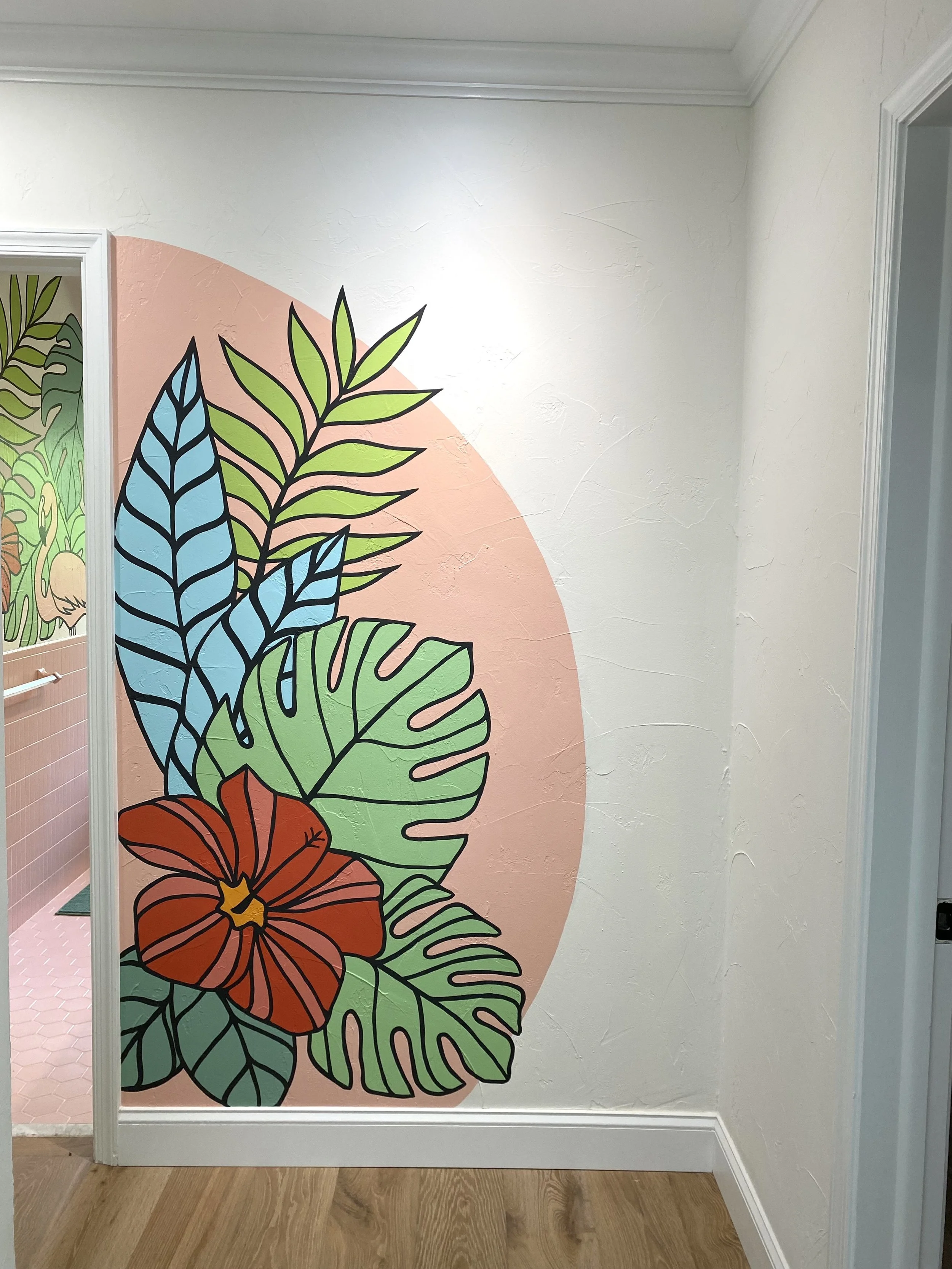 Custom tropical residential bathroom mural by Dani Paint Co. Boca Raton, South Florida — Dani
