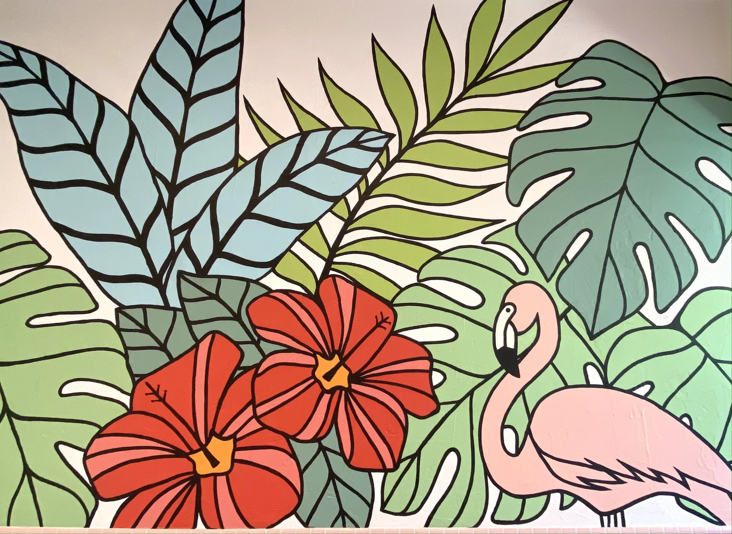 Custom tropical residential bathroom mural by Dani Paint Co. Boca Raton, South Florida — Dani