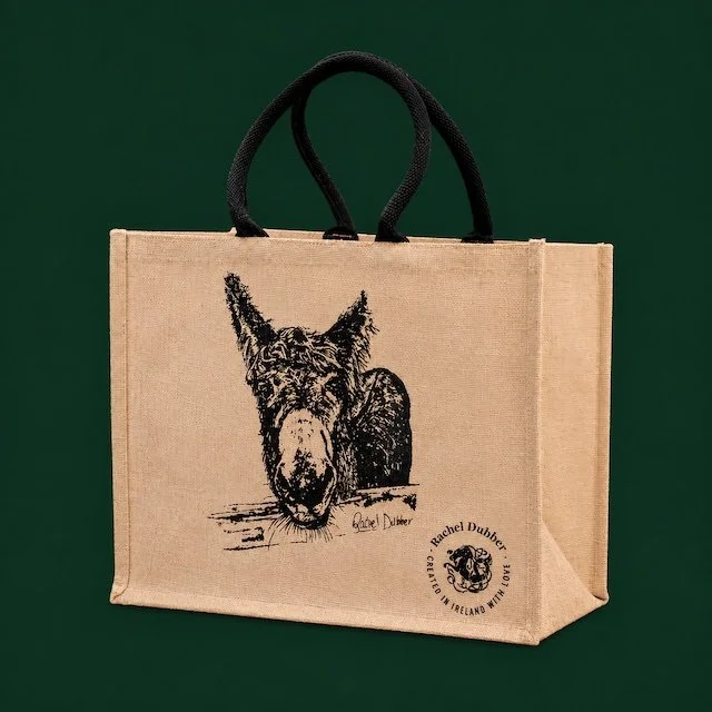 Irish Donkey M'asal Beag Dubh | Reusable Jute Shopping Bag
