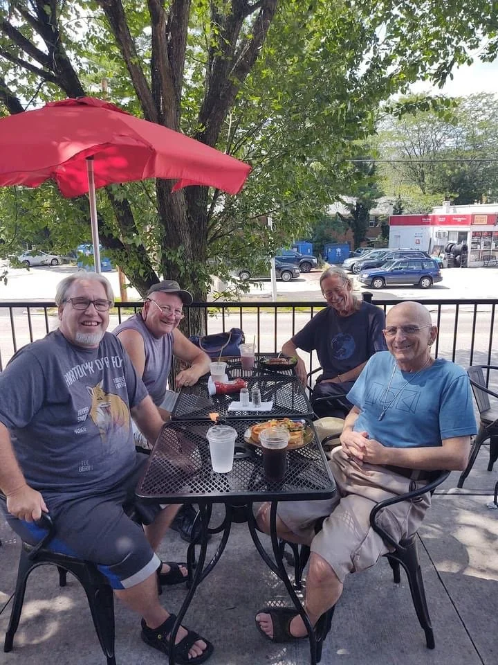 Poets Lunch 2023 at Root and  Press
Robert Eugene Perry, Joe Fusco Jr., Michael Milligan, moi