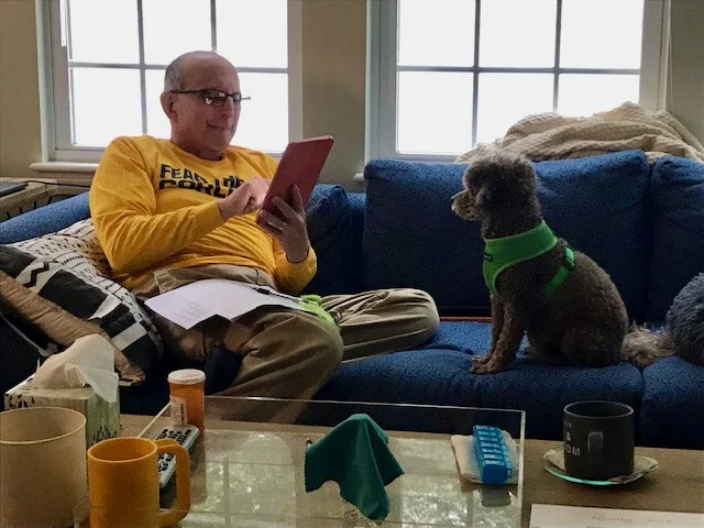 Writing Group–Bailey & I focused on our friends  poems. Photo by John Hodgen