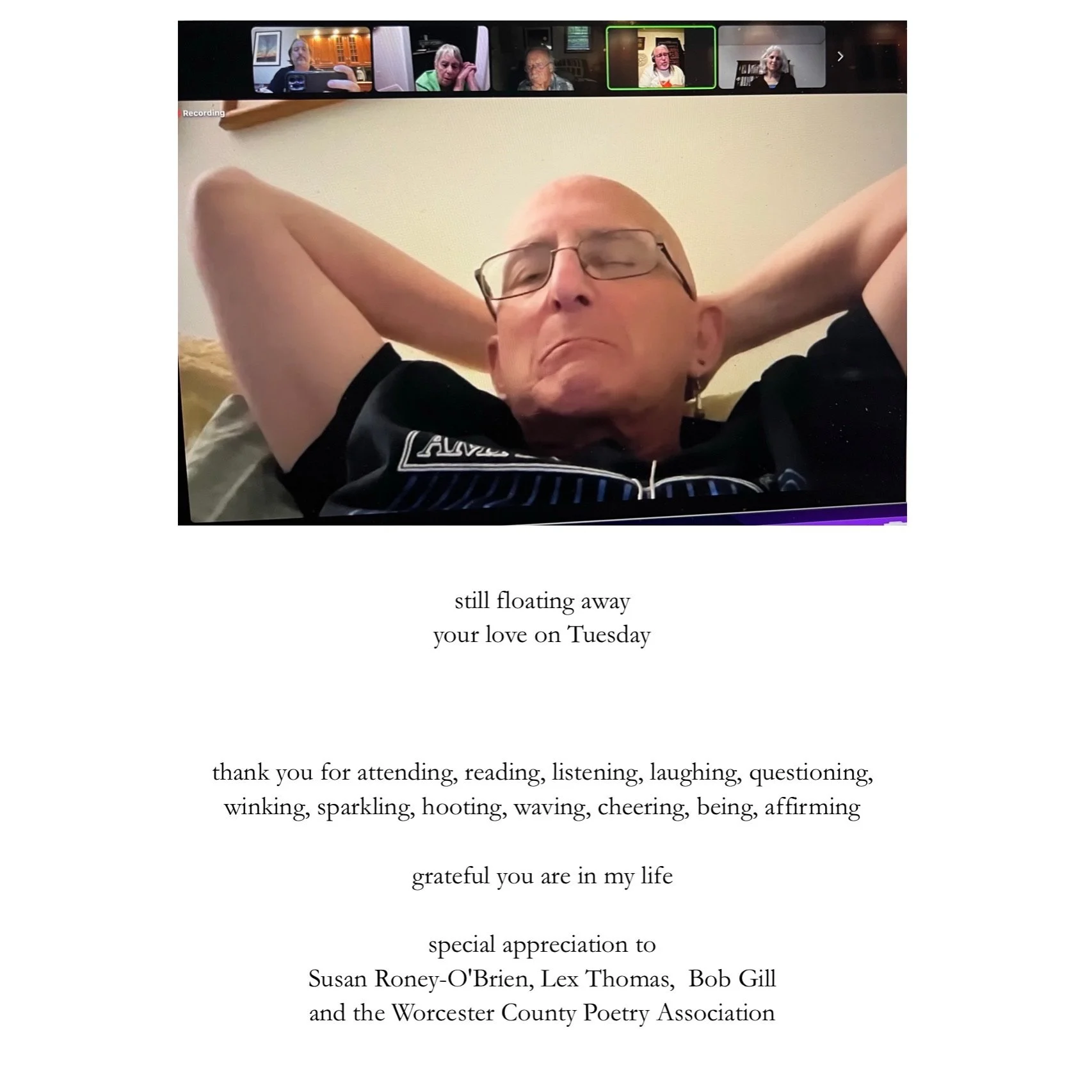 Tribute reading thank you note