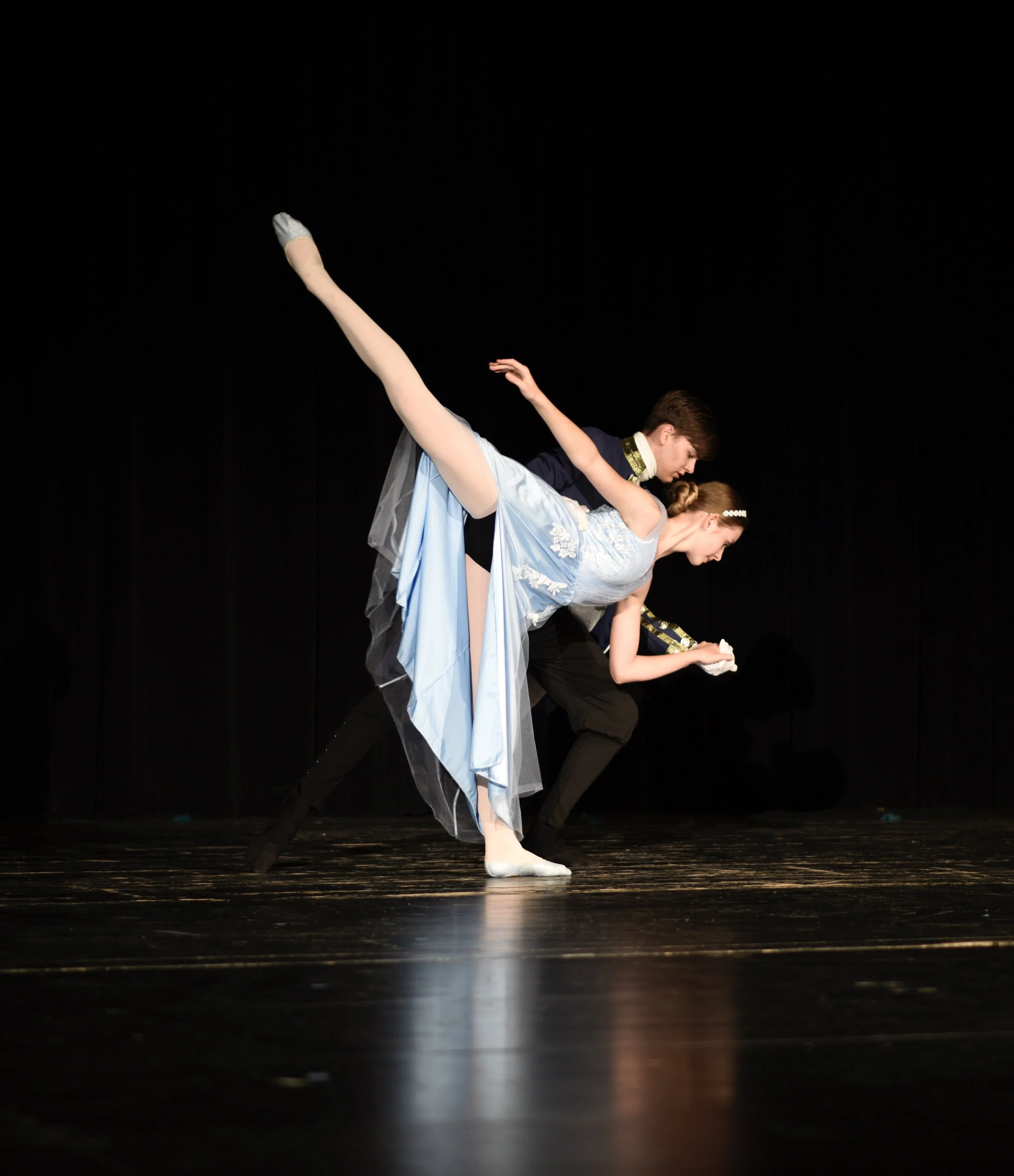arabesque blue dress cinderella Prince Charming duet Sherri Stewart Dance dancer studio acting ballet jazz lyrical contemporary theater musical camp singing voice glee club Amber Keeley director Mpls classes twin cities workshops Spring Dance Theatre